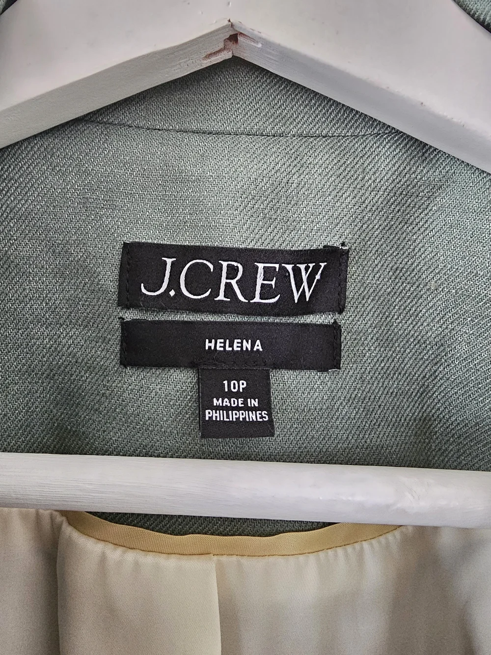 J.Crew Helena Linen Blend Blazer 10P Sage Green Tailored Office Preppy Jacket